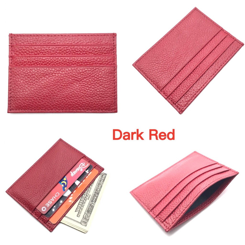 Ixyvia Leather Wallet Slim Card Holder Dark Red